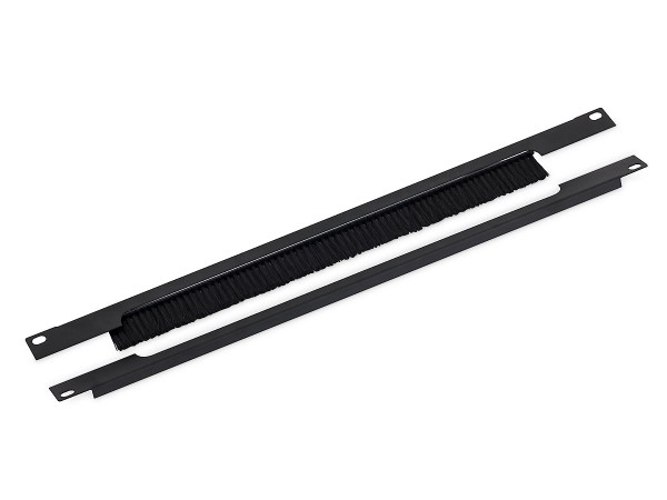 Triton 19"zbh. Kabeldurchführungsplatte mit Bürste, 1HE, Horizontal geteilt, Schwarz,