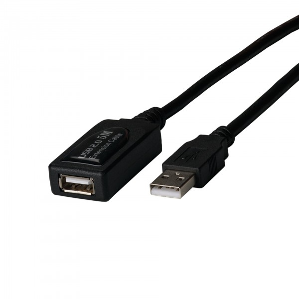Kabel USB, A(St) => A(Bu), 5.0m, USB2.0, Repeaterkabel, schwarz,