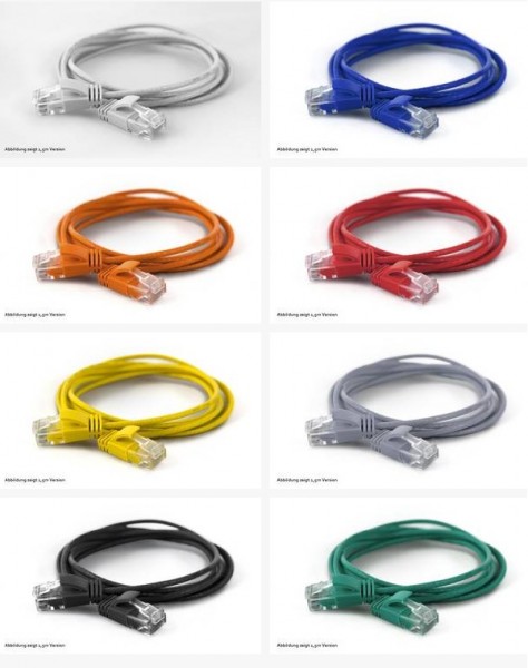WantecWire UTP, extra dünnes Patchkabel CAT6a, d=2,8mm, grau, Länge 1,50 m
