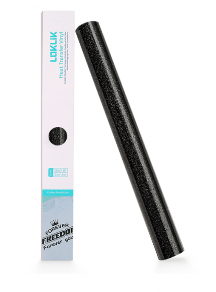 LOKLIK Vinilo termotransferible Purpurina - Negro - 30,5 x 90 cm