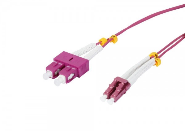 LWL-2-Faser-Patchk. 3mtr.LC-SC, 50/125um,OM4, AD=2mm, flexible Knickschutztülle, Synergy 21