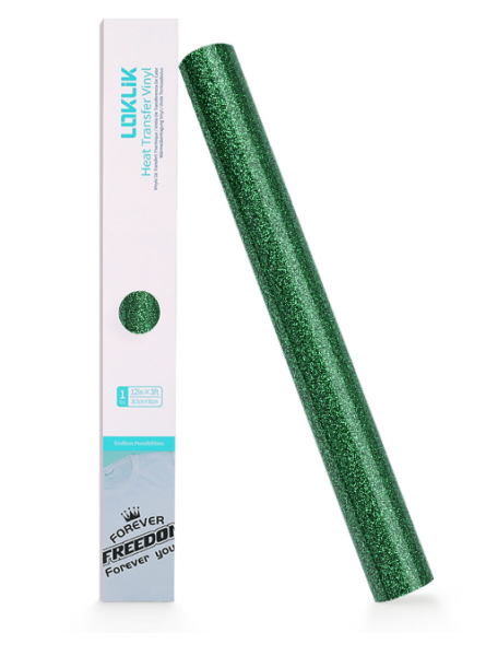 LOKLIK Vinilo termotransferible Purpurina - Verde - 30,5 x 90 cm