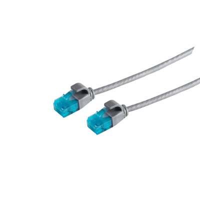Patchkabel RJ45 UTP(U/UTP).10m grau, CAT6, PVC, slimline d=3.5mm,