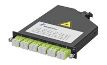 Telegärtner LWL, Baugruppenträger HD3-ES, zbh. FanOut-Modul 0,5HE 6xLC-D/PC OS2 -&gt; 1xMPO/APC male,
