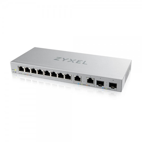 Zyxel Switch smart managed Layer2 12 Port • 8x 1 GbE • 2x 2.5 GbE • 2x SFP+ • Desktop • Lüfterlos • XGS1210-12 V2