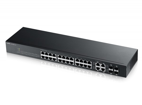 Zyxel Switch smart managed Layer2 28 Port • 24x 1 GbE • 4x 1 Gb Combo • 19" • Lüfterlos • NebulaFlex • GS1920-24V2 **USED**