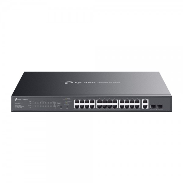 TP-Link Switch easy managed 28 Port • 24x 1 GbE PoE+ • 2x 1 GbE • 2x SFP • PoE Budget bis 384 Watt • 802.3at/af • 19? • Omada • 1U