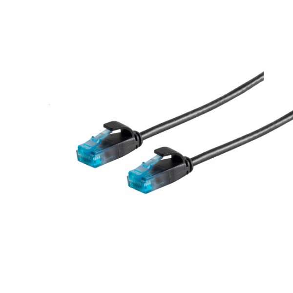 Patchkabel RJ45 UTP(U/UTP). 0.3m schwarz, CAT6, PVC, slimline d=3.5mm,