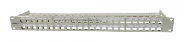 Patch Panel 24xTP, CAT6A, Keystone Slim-line, 19&quot;, Lichtgrau