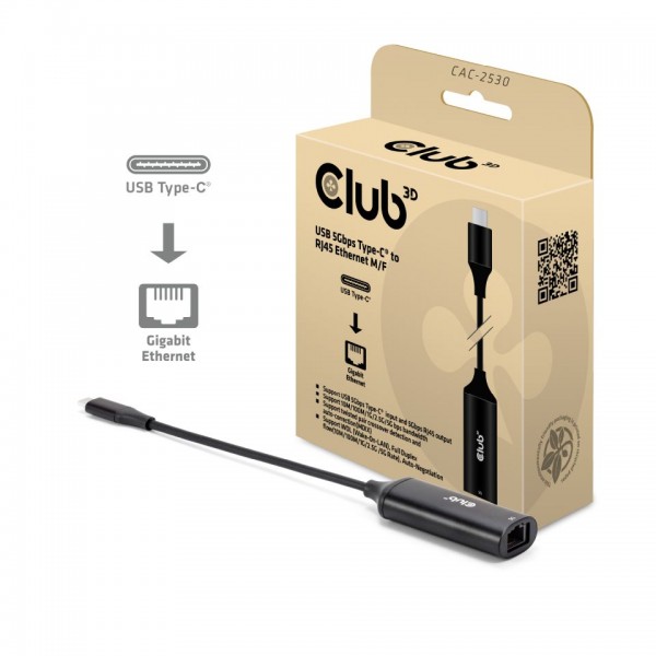 Adapter USB-C 3.2 =&gt; LAN RJ45 2.5Gbps *Club3D*