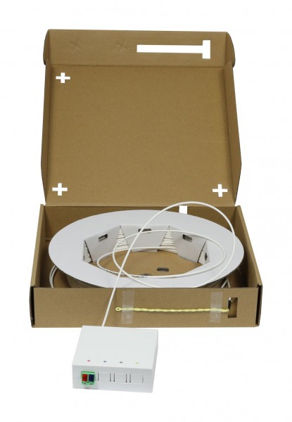 LWL-FTTH Compact Box vorkonfektioniert, 2xLC/APC -> open End, 60m, 9/125u, G.657.A2, 2-Faser, OD=2.2mm, Synergy 21