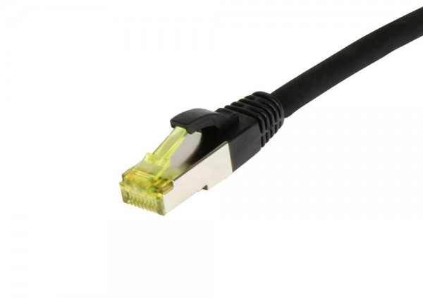 Patchkabel RJ45, CAT6A 500Mhz,20m, schwarz, S-STP(S/FTP), TPE/LSZH(Ultraflex), AWG26, mit CAT7 Rohkabel, Synergy 21