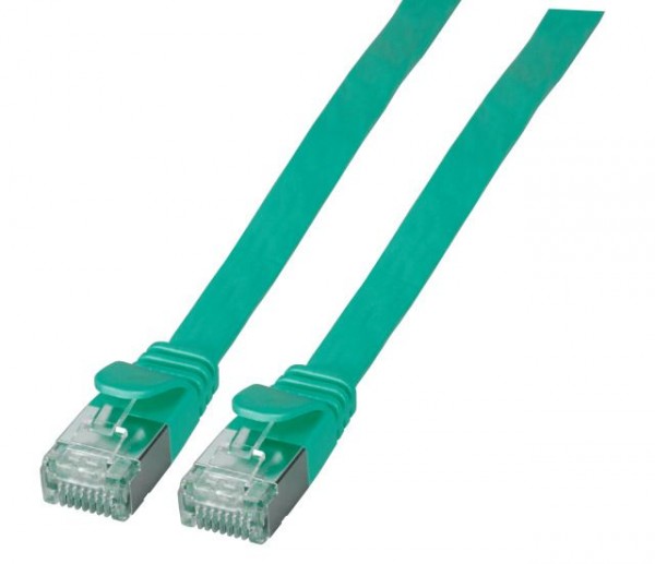 Patchkabel RJ45, CAT6A 500Mhz, 5m, grün; U/FTP; flach,