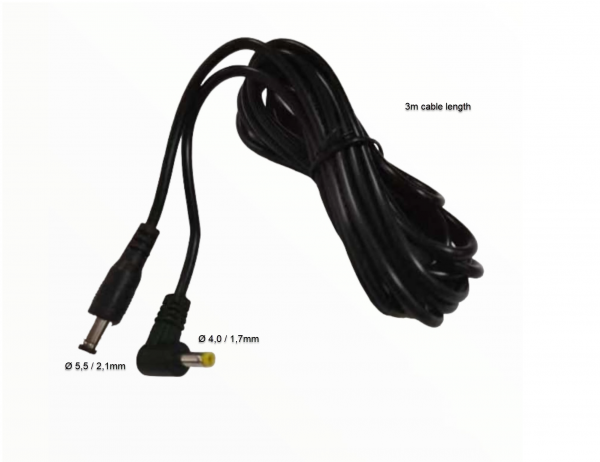 ALLNET Fuente de alimentación de repuesto zbh. Extensión DC 5.5mm x 2.1mm enchufe-->enchufe DC 4.0mm x 1.7mm, 3m longitud