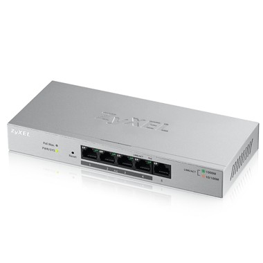 Zyxel Switch smart managed Layer2 5 Port • 5x 1 GbE • PoE Budget 60 Watt • 4x PoE at • Desktop • Lüfterlos • GS1200-5HPV2