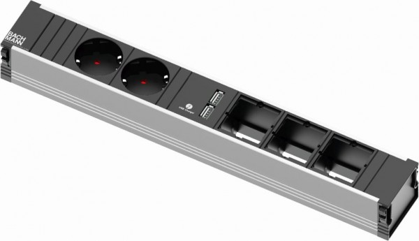 Bachmann CONI Steckdosenleiste 2xSchutzkontaktdosen, 1xUSB Charger 3xCustom Modulaufnahme