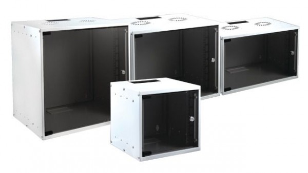 Wandgehäuse 19", 15HE, 1-teilig, T600/H707mm, weiss, Basic, Flat Pack,