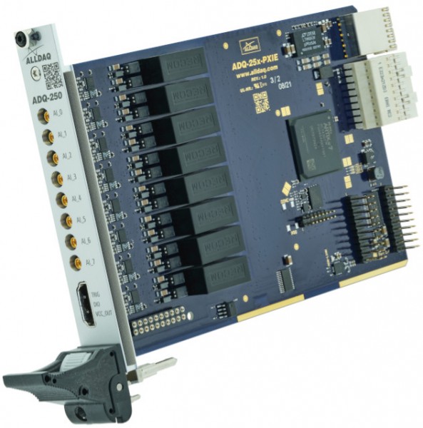 ALLDAQ ADQ-258-PXIe / PXIe-Messkarte mit 8 potentialfreien Spannungseingängen, Bereich: ±10,24 V, 18 bit A/D, 1,6 MS/s synchron, 8 Digital-I/Os