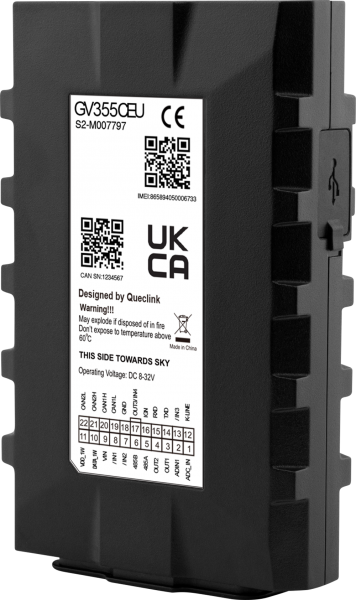 Queclink GV355CEU, All-purpose LTE Cat 1 telematics terminal with CAN and tachograph data reading