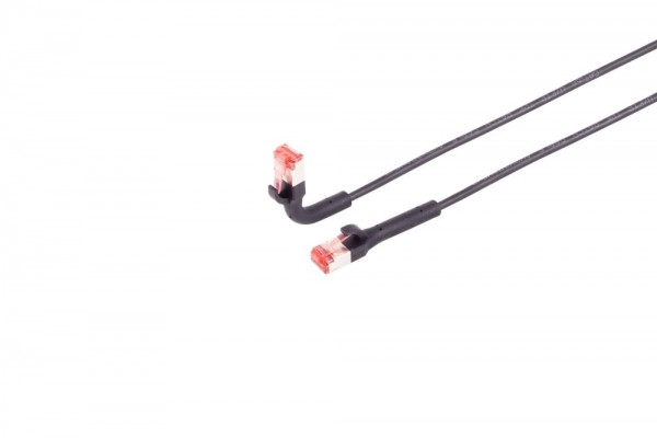 Patchkabel RJ45, CAT6A 500Mhz, 0,5m, schwarz, U-STP(U/FTP), TPE, biegbare Stecker 90Grade