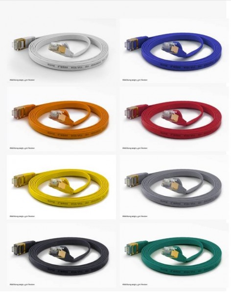WantecWire FTP, extra flaches Patchkabel CAT6a, q=1,6x6,5mm, gelb, Länge 0,50 m
