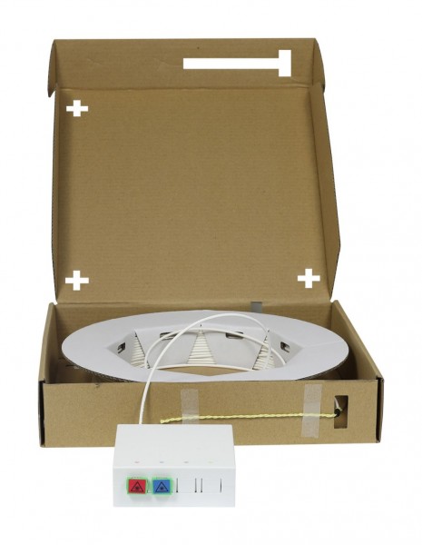 LWL-FTTH Compact Box vorkonfektioniert, 2xSC/APC -> open End, 40m, 9/125u, G.657.A2, 2-Faser, OD=2.2mm, Synergy 21