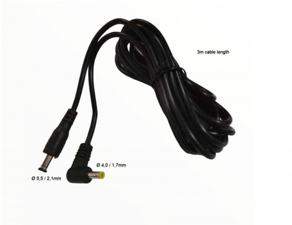 ALLNET Fuente de alimentación de repuesto zbh. Extensión DC 5.5mm x 2.1mm enchufe-->enchufe DC 4.0mm x 1.7mm, 3m longitud