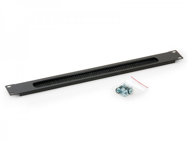 Triton 19"zbh.Kabeldurchführungsplatte+Bürste,1HE,Schwarz,