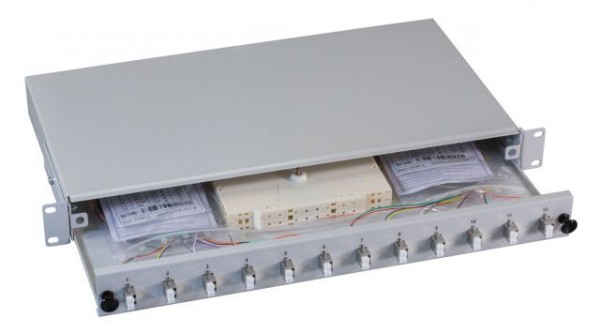 LWL-Patchpanel Spleisbox,19&quot;, 12xLC-Duplex, 9/125um
