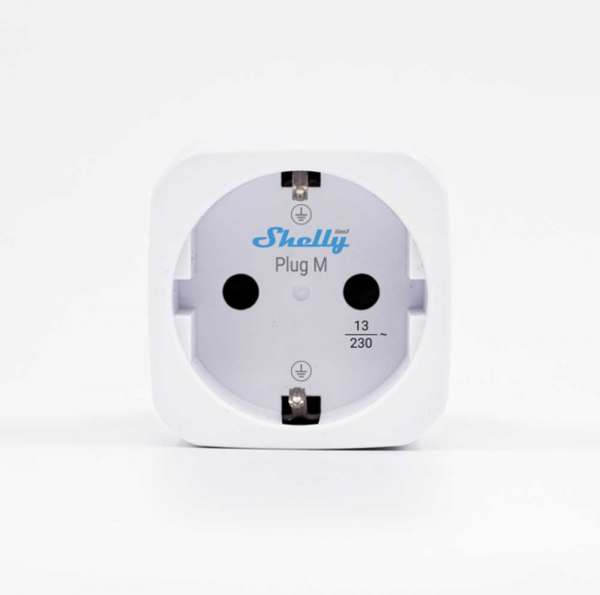 Shelly · Plug &amp; Play "Plug M Gen3 White" · Smarter Zwischenstecker · 13A · Messfunktion · WLAN · BT · weiß