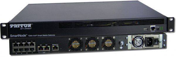 Patton SmartNode 10100 SmartMedia Gateway 12 E1/T1, 360 VoIP Channels with Standard Signaling Set. Redundant AC Power. Locked for 1+1 Configurations.