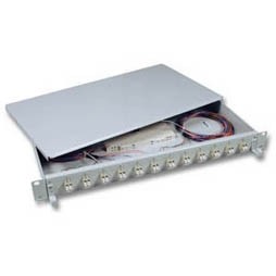 LWL-Patchpanel Spleisbox,19&quot;, 12xLC-Duplex, 50/125um, OM3, ausziehbar