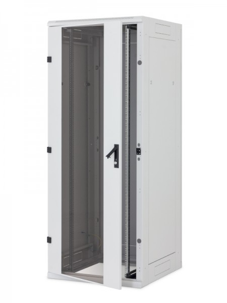 Triton 19"Schrank 15HE, B600/T 600, Lichtgrau,Glastür, RYA-Serie, zerlegbar, für Belastung 1200 kg,