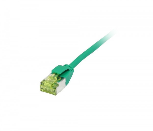 Patchkabel RJ45, CAT6A 500Mhz, 1.0m, grün, U/FTP, slimline rund d 3,8mm, TPE/LSZH(Superflex), AWG32, mit CAT7 Rohkabel, Synergy 21