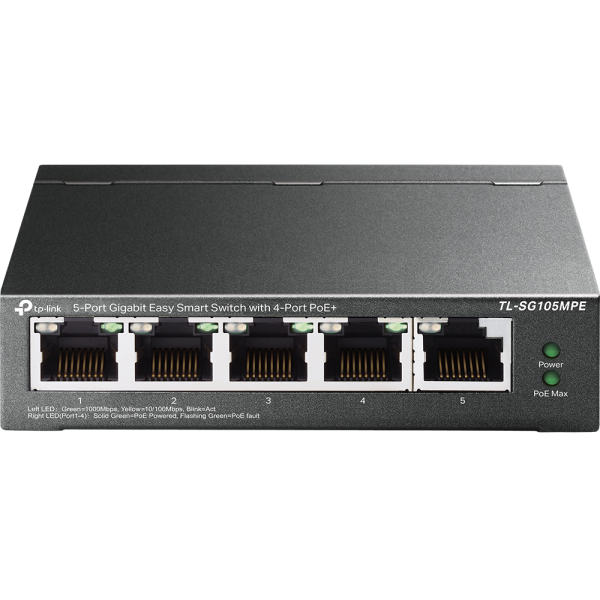 TP-Link Easy Smart Switch Gigabit de 5 puertos PoE+ de 4 puertos