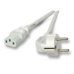Netzkabel 230V Schutzkontakt CEE7(Stecker)->Kaltgeräte IEC-C13(Buchse), 2.5m, Grau