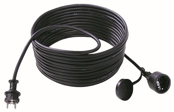 Bachmann Kabel, Verlängerung, Dose(CEE7)->Stecker(CEE7), 5m schwarz, mit Deckel,