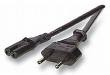 Netzkabel 220V Euro-Stecker/Euro8-Buchse, 2m, Black,