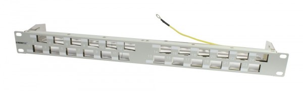 Keystone, Modulträger, 19"Patchpanel für 24xTP-Modul, 1HE(t 96mm) 45Grad Schrägauslass, Lichtgrau, Synergy 21,