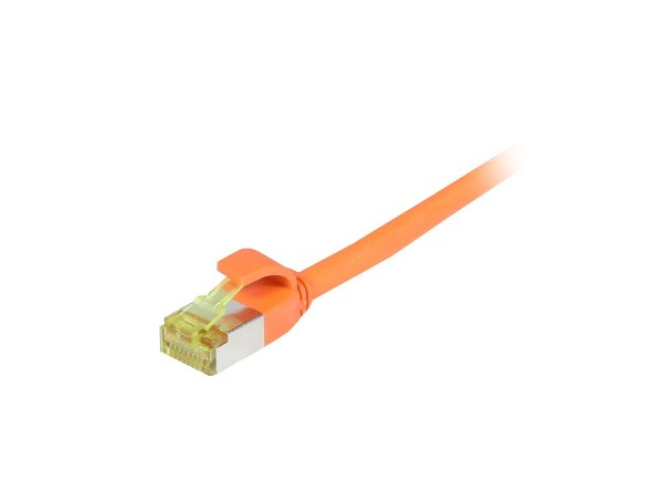 Patchkabel RJ45, CAT6A 500Mhz, 1.0m, orange, S-STP(S/FTP), slimline rund d=4,5mm, TPE/LSZH(Superflex), AWG28, mit CAT7 Rohkabel, Synergy 21