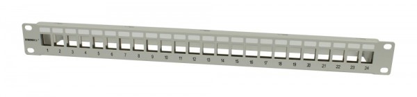 Patch Panel 24xTP-TP(Kupplung),CAT6A, Keystone, 19&quot;, Lichtgr
