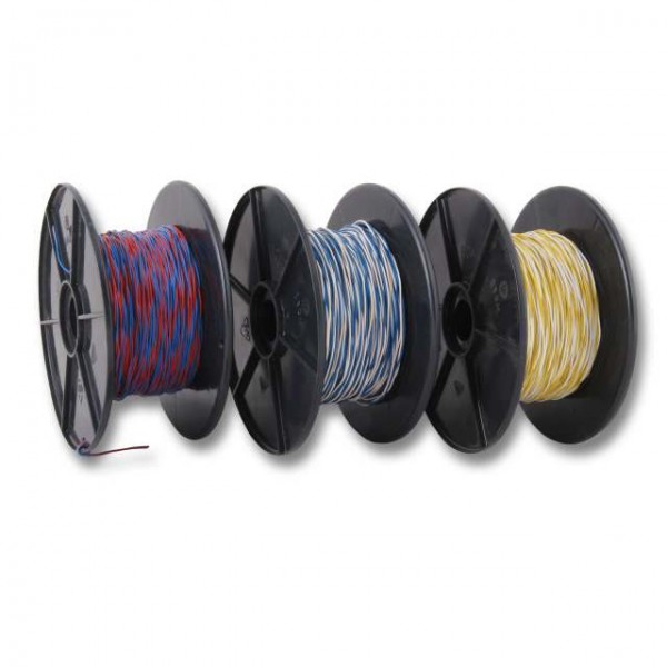LSA+ TK Schaltdraht YV 2x0,5/0,9 weiss/schwarz, PVC, 100m Rolle