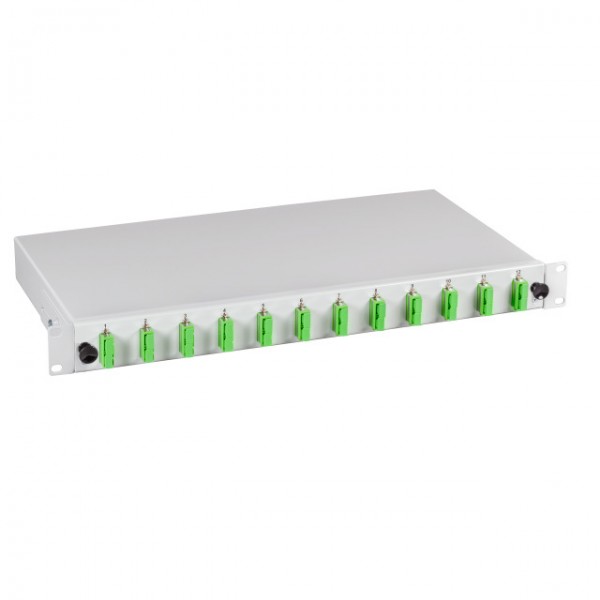 LWL-Patchpanel Spleisbox,19&quot;, 12xSC-Duplex, 50/125um OM5, ausziehbar