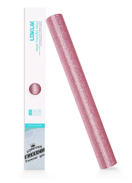 LOKLIK Vinilo termotransferible Purpurina - Rosa - 30,5 x 90 cm