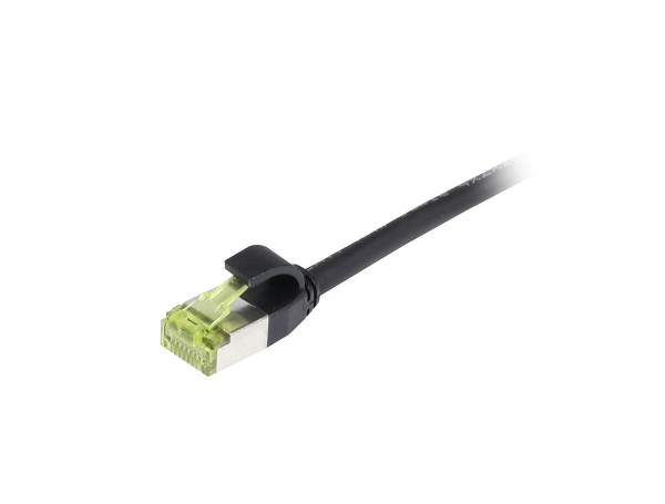 Patchkabel RJ45, CAT6A 500Mhz, 3m, schwarz, S-STP(S/FTP), slimline rund d=4,5mm, TPE/LSZH(Superflex), AWG28, mit CAT7 Rohkabel, Synergy 21