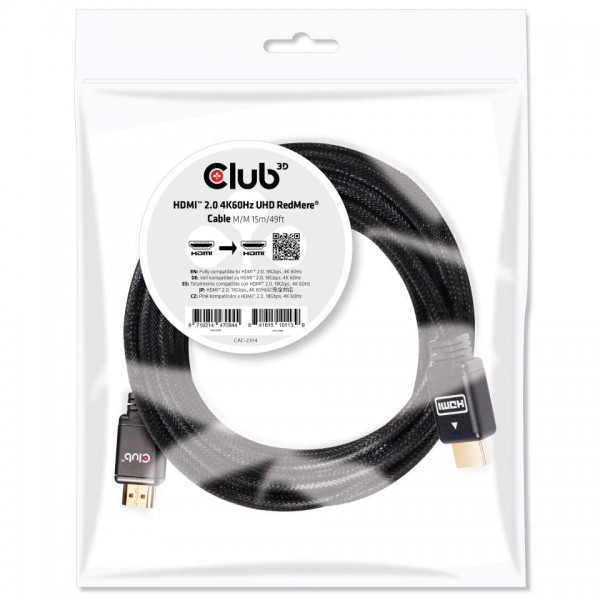 Club 3D Cable HDMI? 2.0 4K60Hz UHD RedMere® M/M 15 m