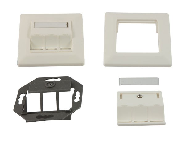 Dosen TP, UP, 3-fach, CAT6A, Keystone Slim-line, Reinweiss,