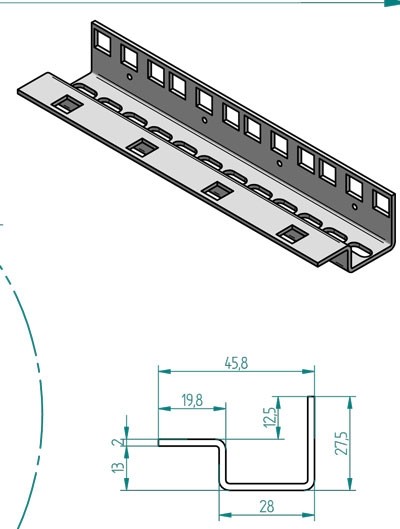 Triton 19"zbh.Vertikal Profilschine 42HE