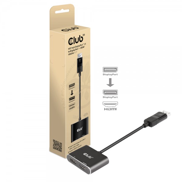 Club 3D Hub MST DisplayPort 1.4 a DisplayPort + HDMI 4K60Hz M/H