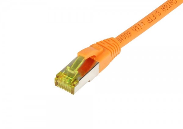 Patchkabel RJ45, CAT6A 500Mhz,10m, orange, S-STP(S/FTP), TPE/LSZH(Ultraflex), AWG26, mit CAT7 Rohkabel, Synergy 21